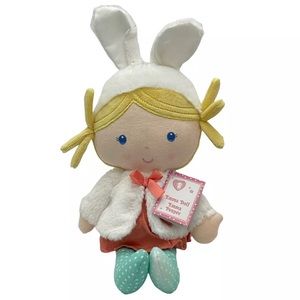 Kids Preferred Bunny Ears Emma Baby Girl Doll Blonde Plush Blue White Polka Dots